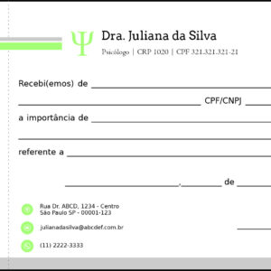 Recibo com Canhoto Psicológico Frankfurt
