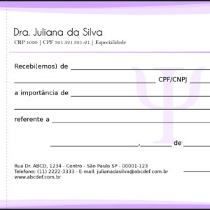 Recibo com Canhoto Psicológico Heidelberg