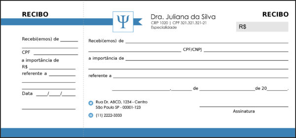 Recibo com Canhoto Psicologia Bremen Recibo com Canhoto Psicologia Bremen