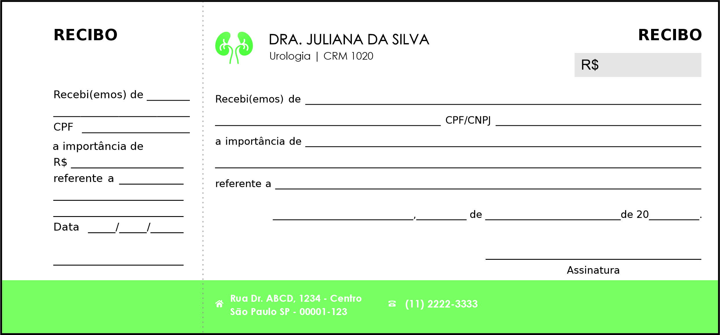 Recibo com Canhoto Urologia Braga