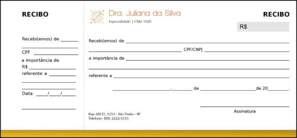 Recibo com Canhoto Dermatologista Chester Recibo com Canhoto Dermatologista Chester