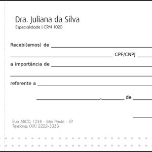 Recibo com Canhoto Clínica Geral Tebas