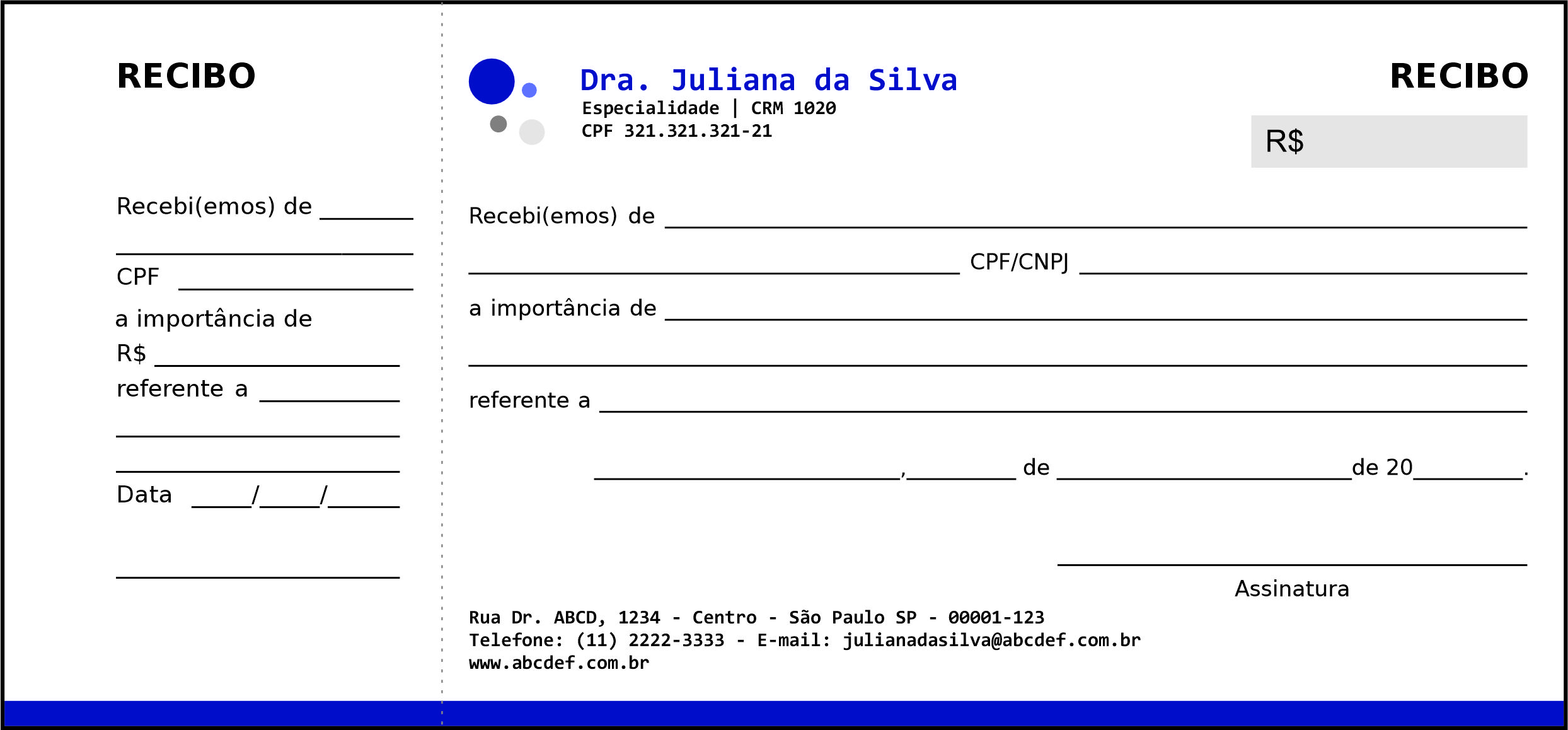 Recibo com Canhoto Clínica Geral Assuã