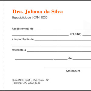 Recibo com Canhoto Clínica Geral Guizé