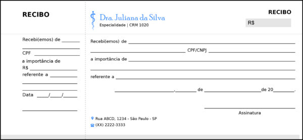 Recibo com Canhoto Clínica Geral Saís Recibo com Canhoto Clínica Geral Saís
