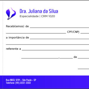 Recibo com Canhoto Ortopedia Atenas
