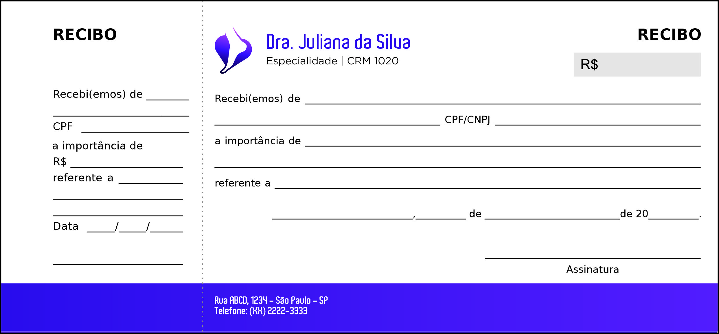 Recibo com Canhoto Ortopedia Atenas
