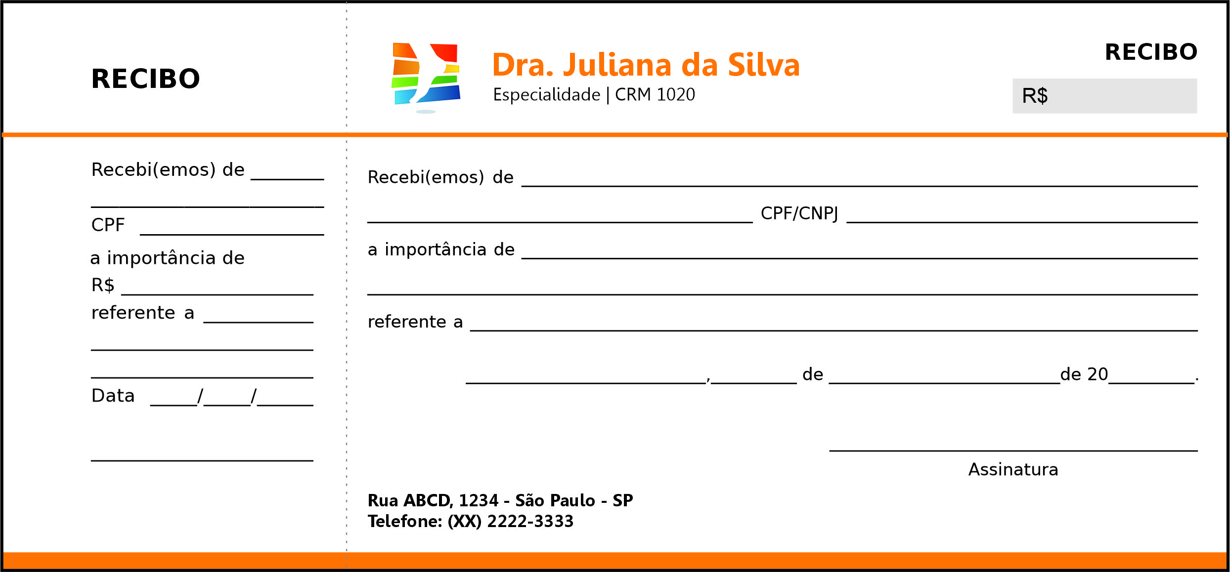 Recibo com Canhoto Ortopedia Lárissa