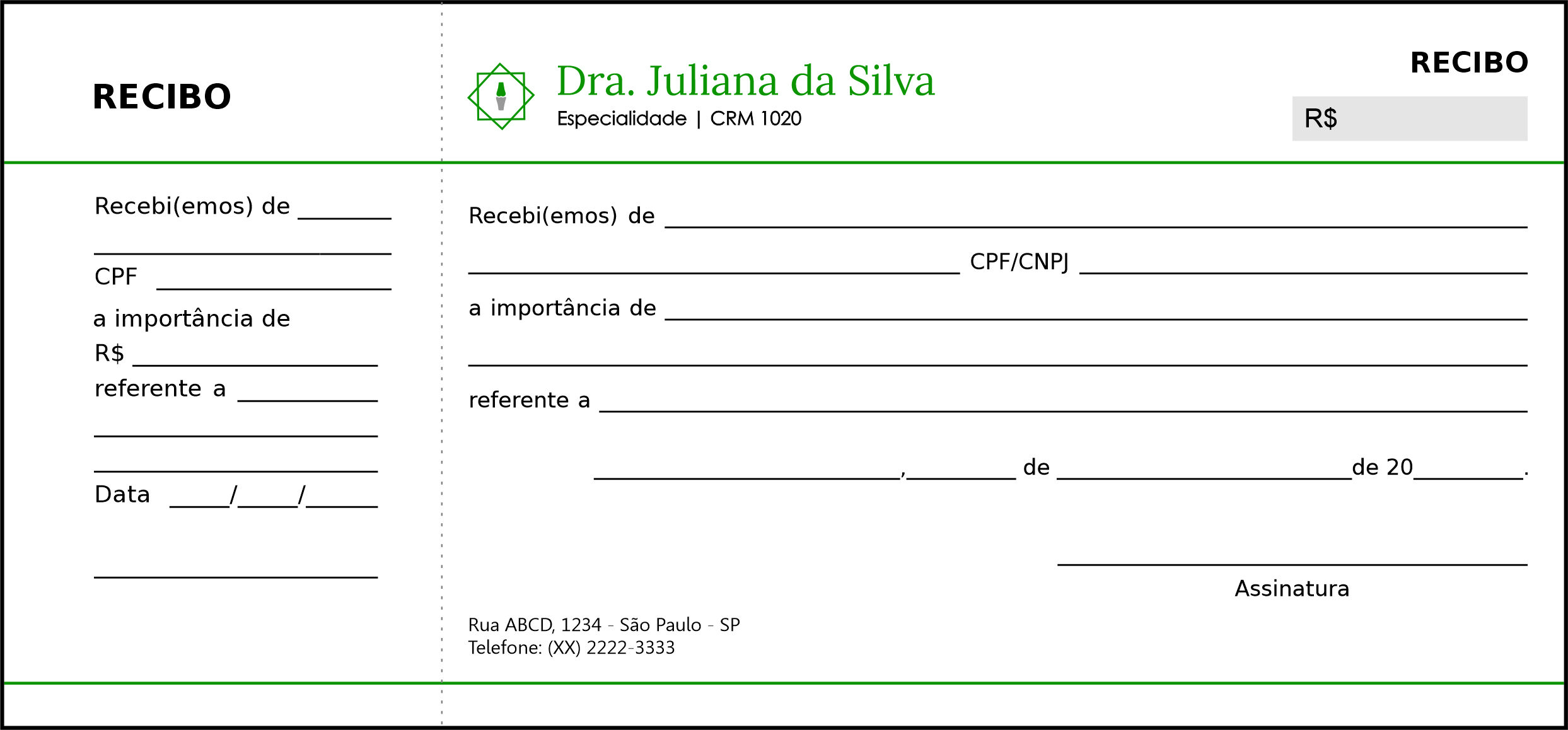 Recibo com Canhoto Ortopedia Tessalônica