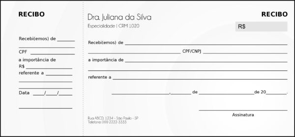 Recibo com Canhoto Otorrinolaringologista Seville Recibo com Canhoto Otorrinolaringologista Seville