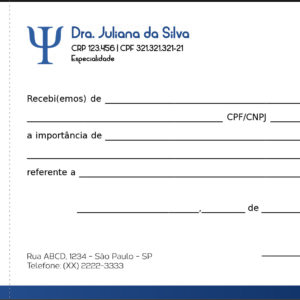 Recibo com Canhoto Psicológico Berlim