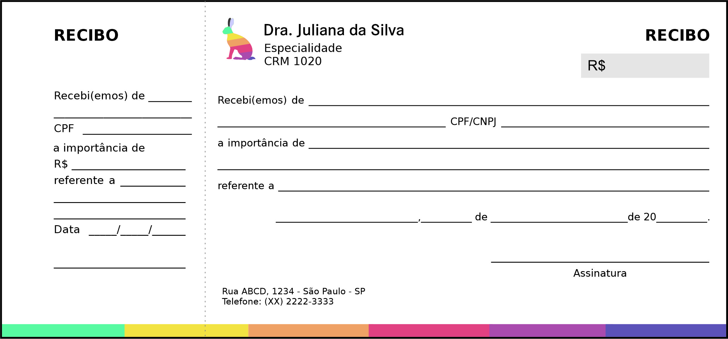 Recibo com Canhoto Veterinário Viena