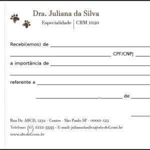 Recibo com Canhoto Veterinário Baden