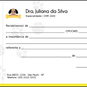 Recibo com Canhoto Veterinário Linz
