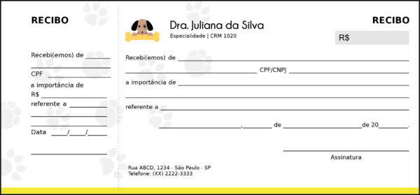Recibo com Canhoto Veterinário Linz Recibo com Canhoto Veterinário Linz