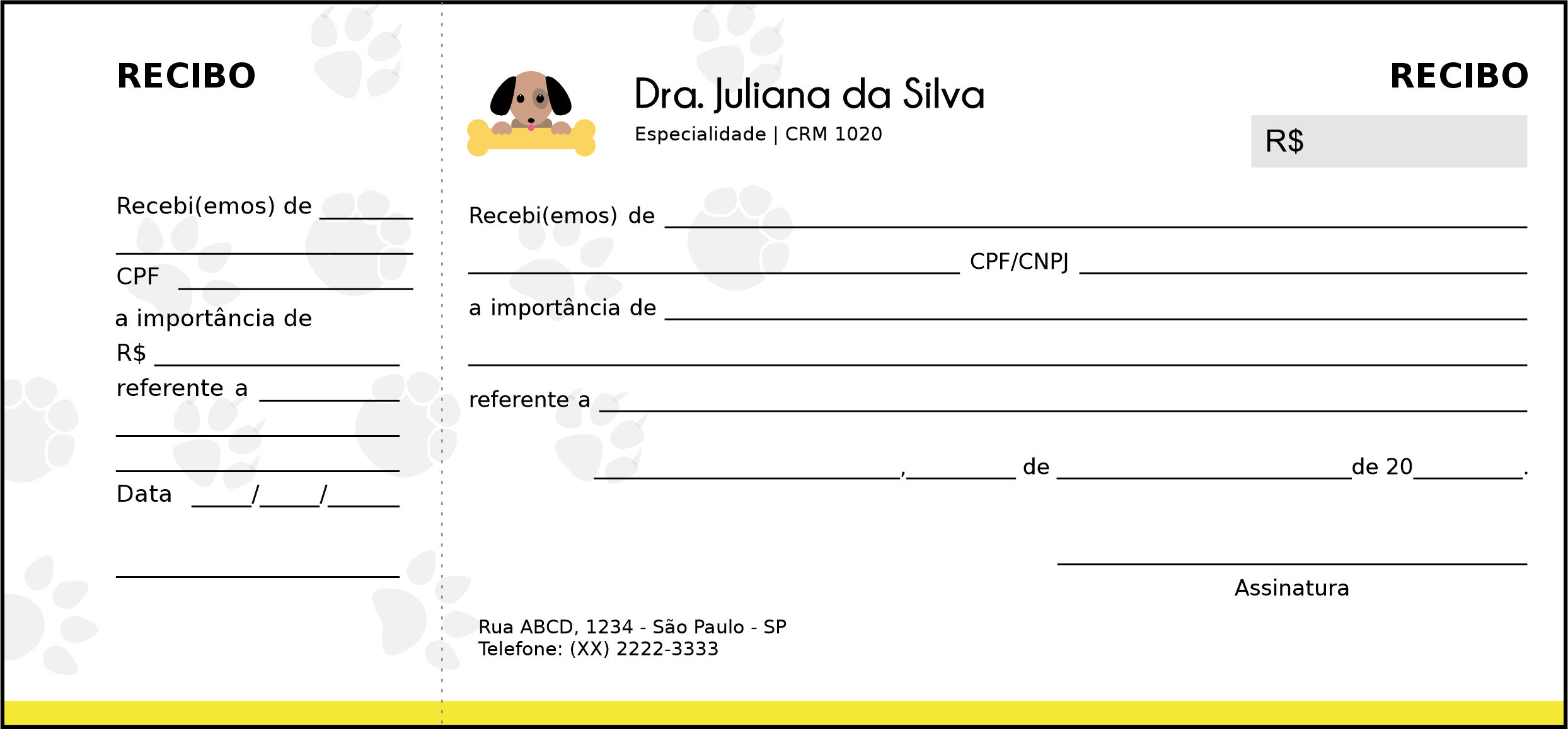 Recibo com Canhoto Veterinário Linz