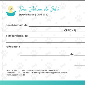 Recibo com Canhoto Veterinário Enns