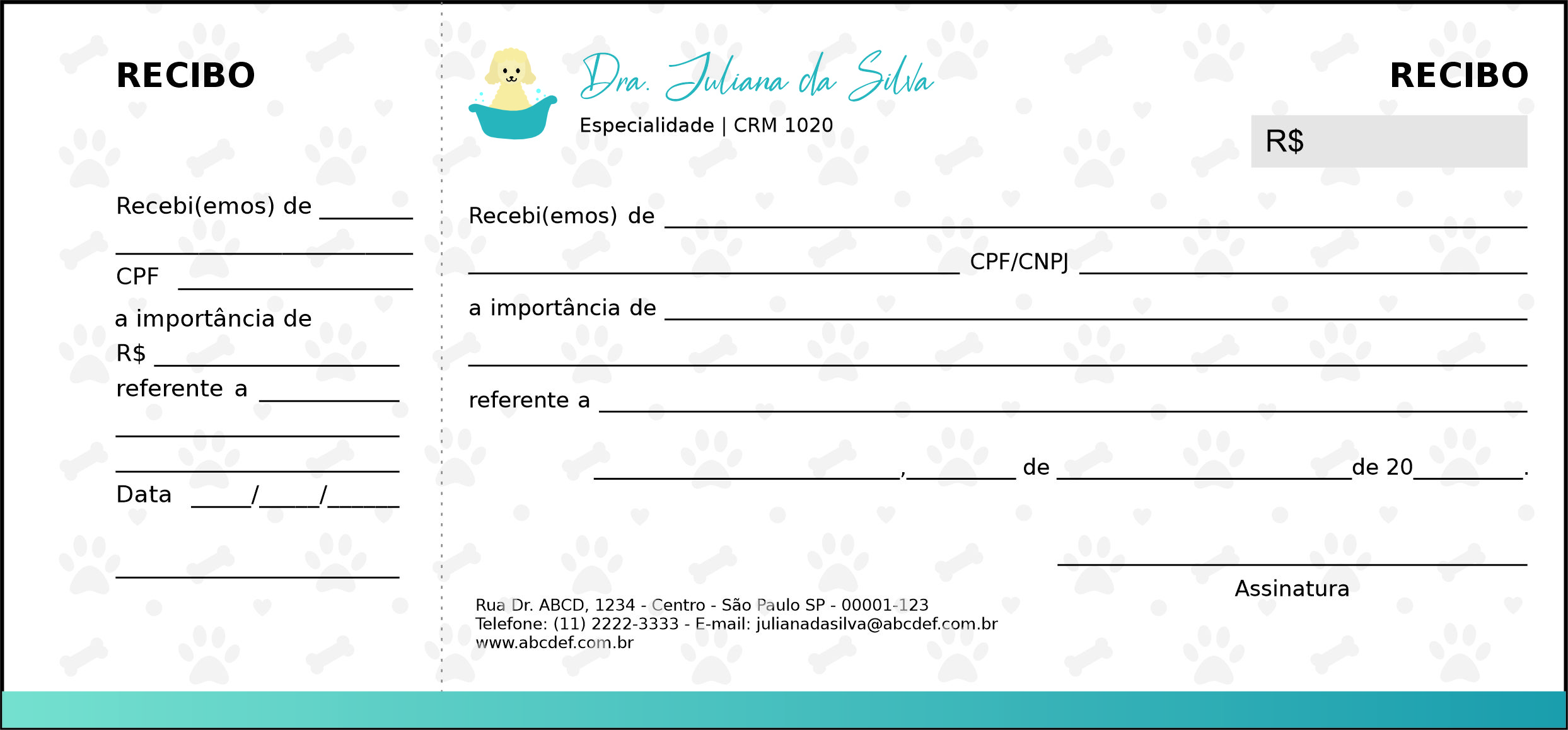 Recibo com Canhoto Veterinário Enns