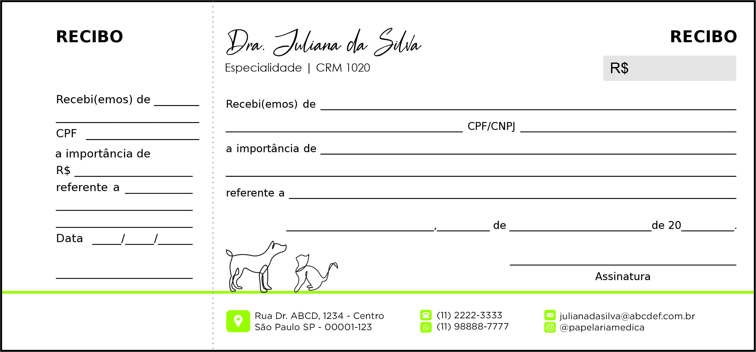 Recibo com Canhoto Veterinário Leobens