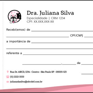 Recibo com Canhoto Veterinário Horn
