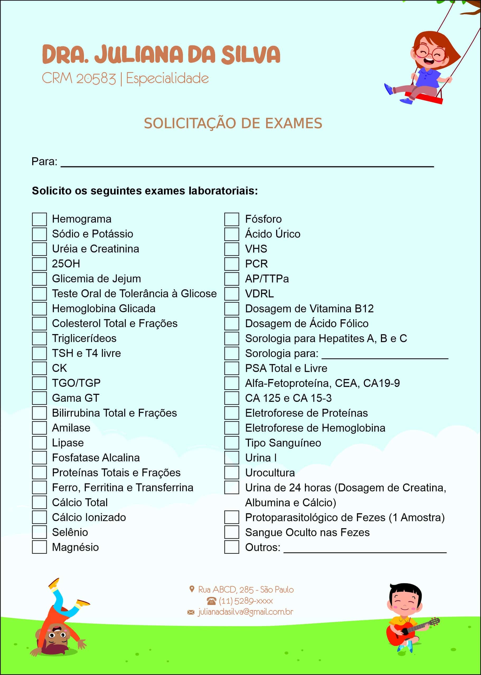 Solicitação de Exames Pediatra Elblag