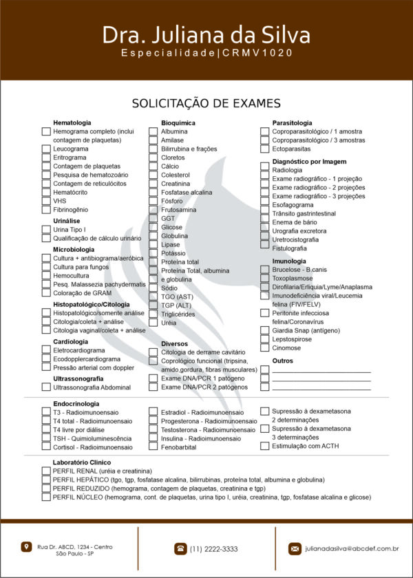 Solicitação de Exames Veterinário Kufstein Solicitação de Exames Veterinário Kufstein