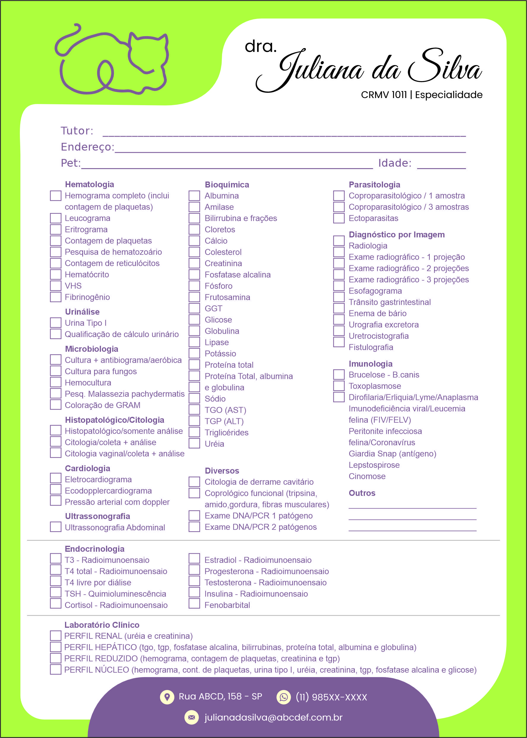 Solicitação de Exames Veterinário Liezen