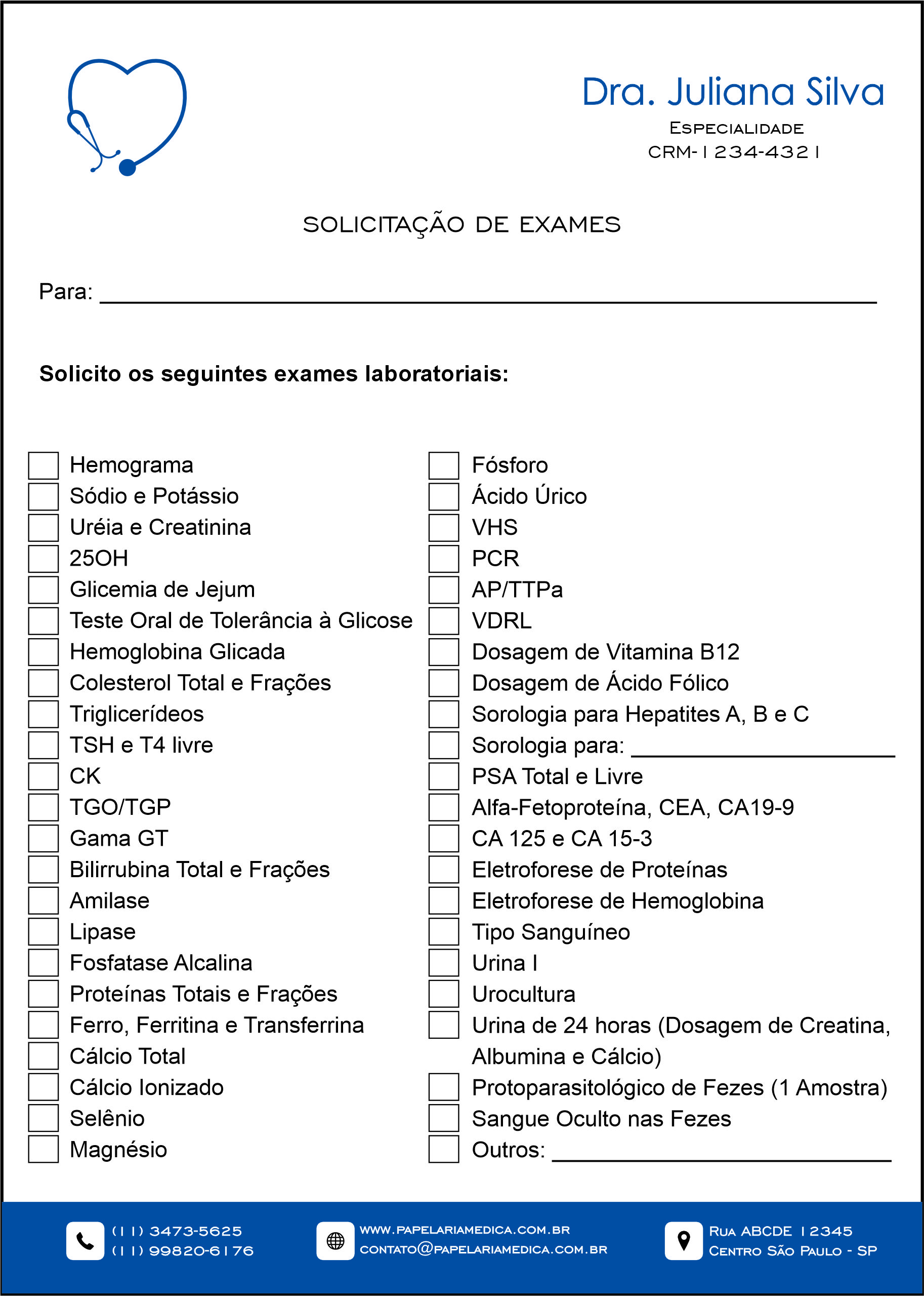 Solicitação de Exames Cardiologista Amsterdam