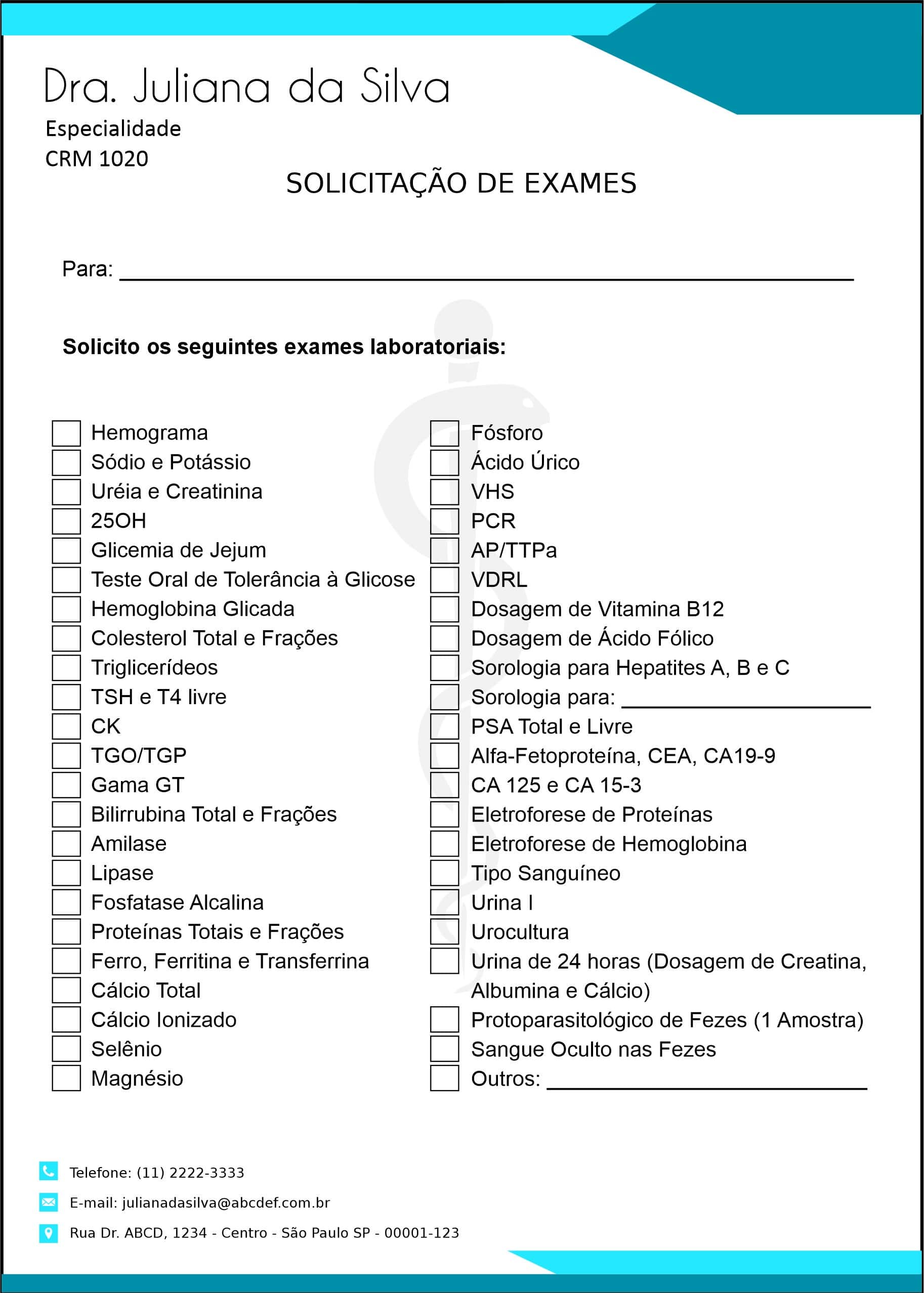 Solicitação de Exames Clínica Geral Assiute