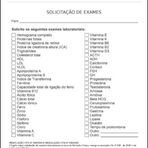 Solicitação de Exames Nutricionista La Plata