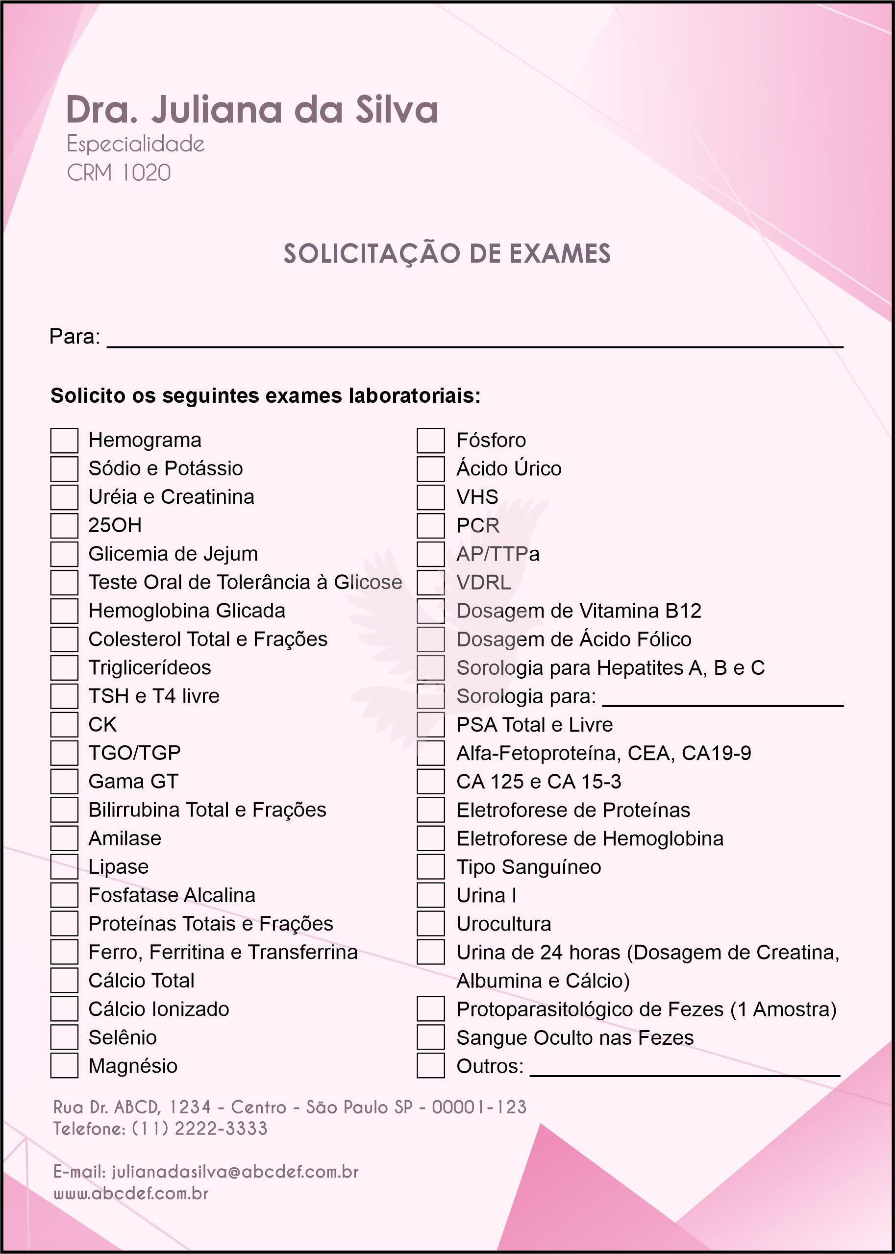 Solicitação de Exames Oncologia Tóquio