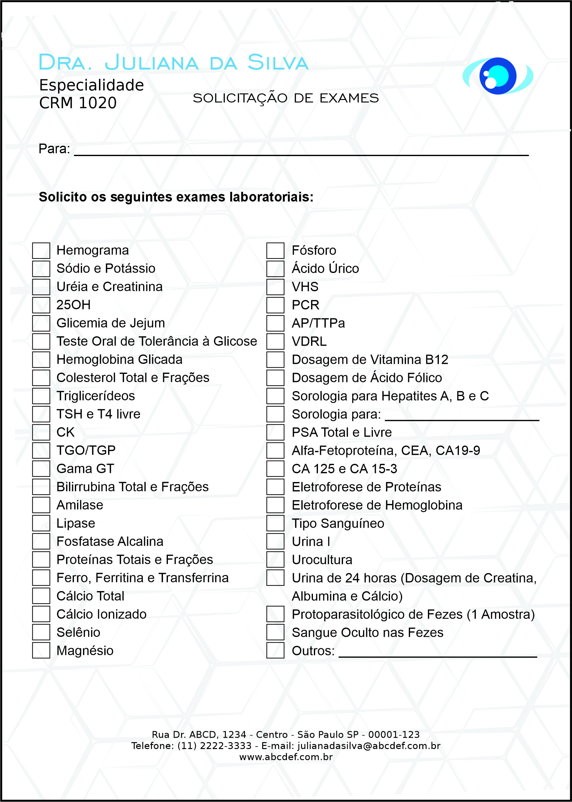 Solicitação de Exames Oftalmologia Helsingborg