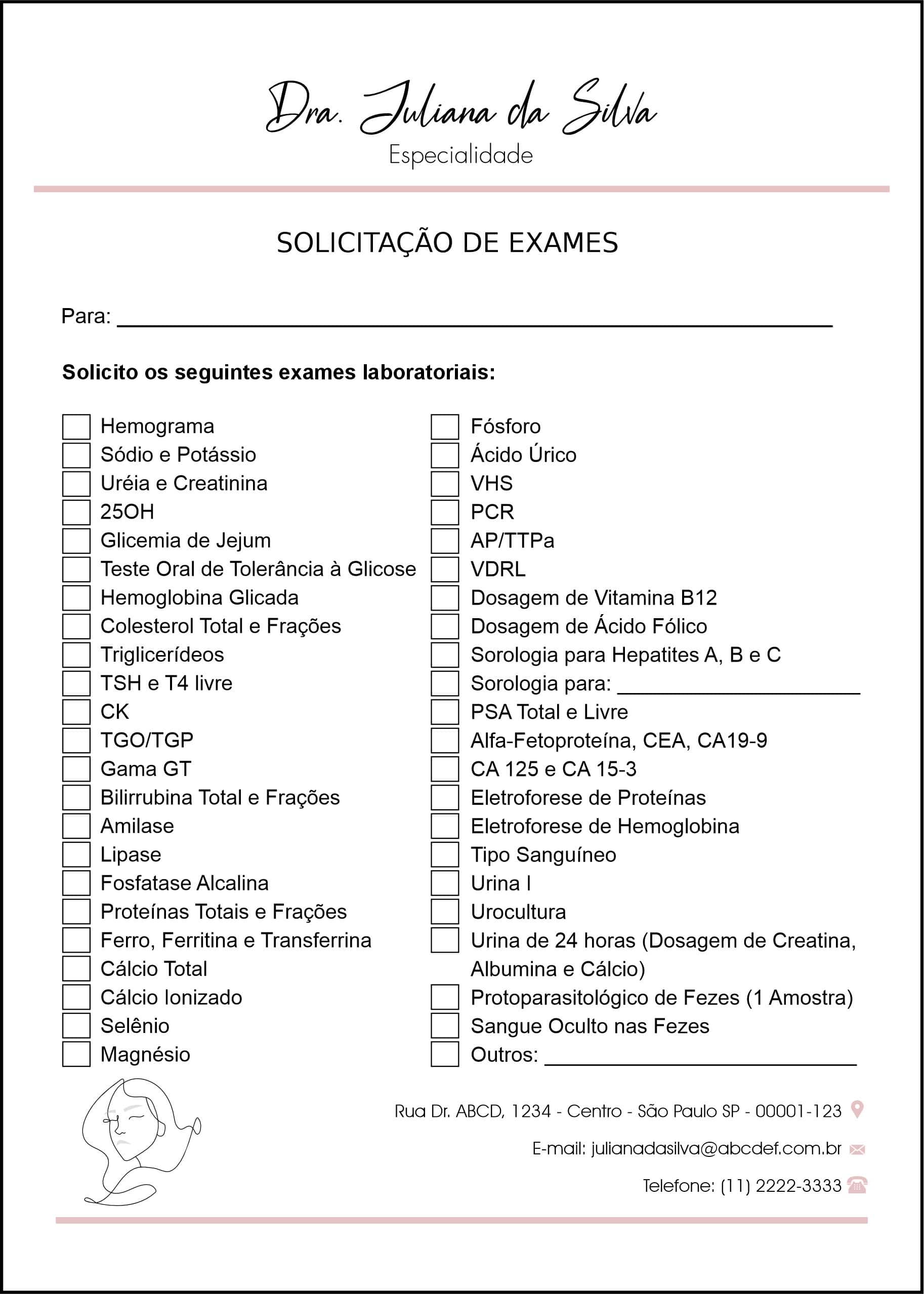 Solicitação de Exames Dermatologista Derby