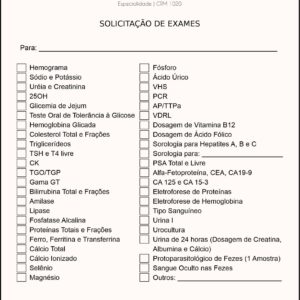Solicitação de Exames Dermatologista Bristol