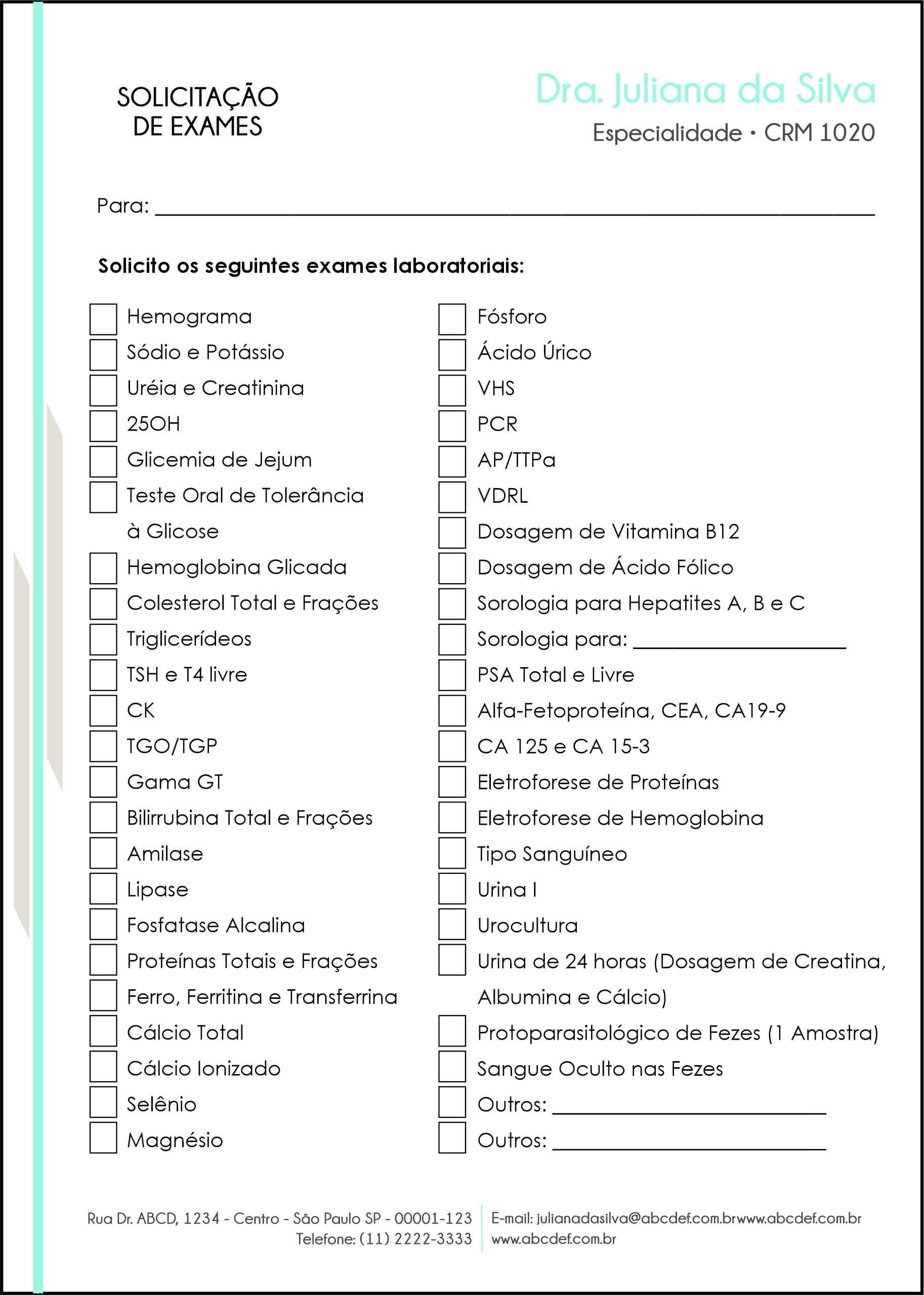 Solicitação de Exames Clínica Geral Suez
