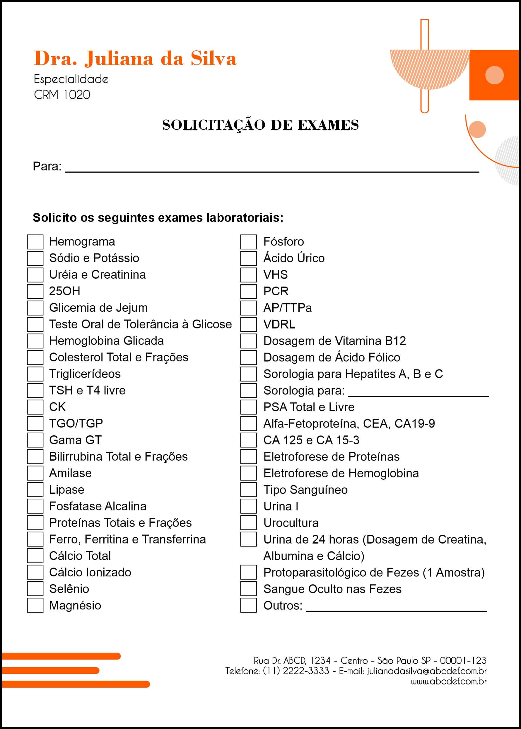 Solicitação de Exames Clínica Geral Guizé