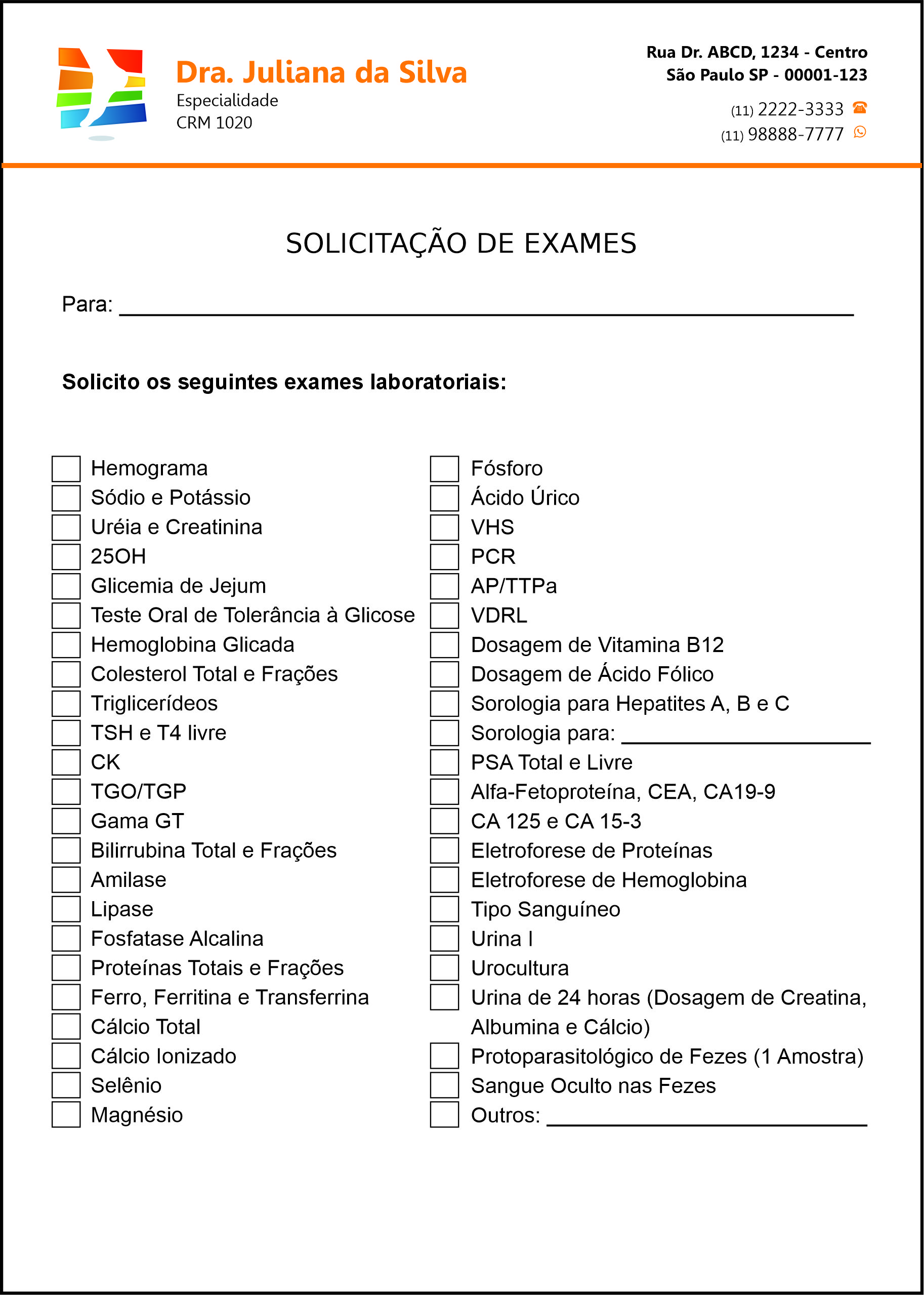 Solicitação de Exames Ortopedia Lárissa