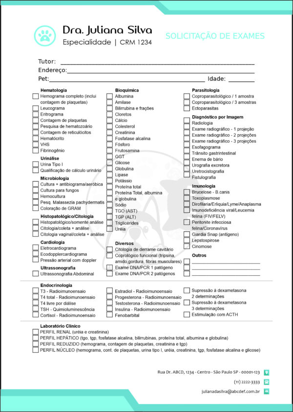 Solicitação de Exames Veterinário Traun Solicitação de Exames Veterinário Traun