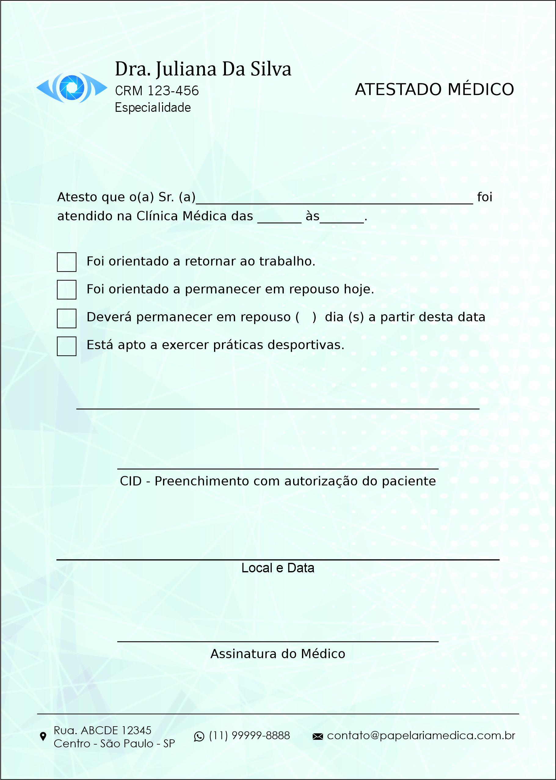 Atestado Oftalmologia Gotemburgo