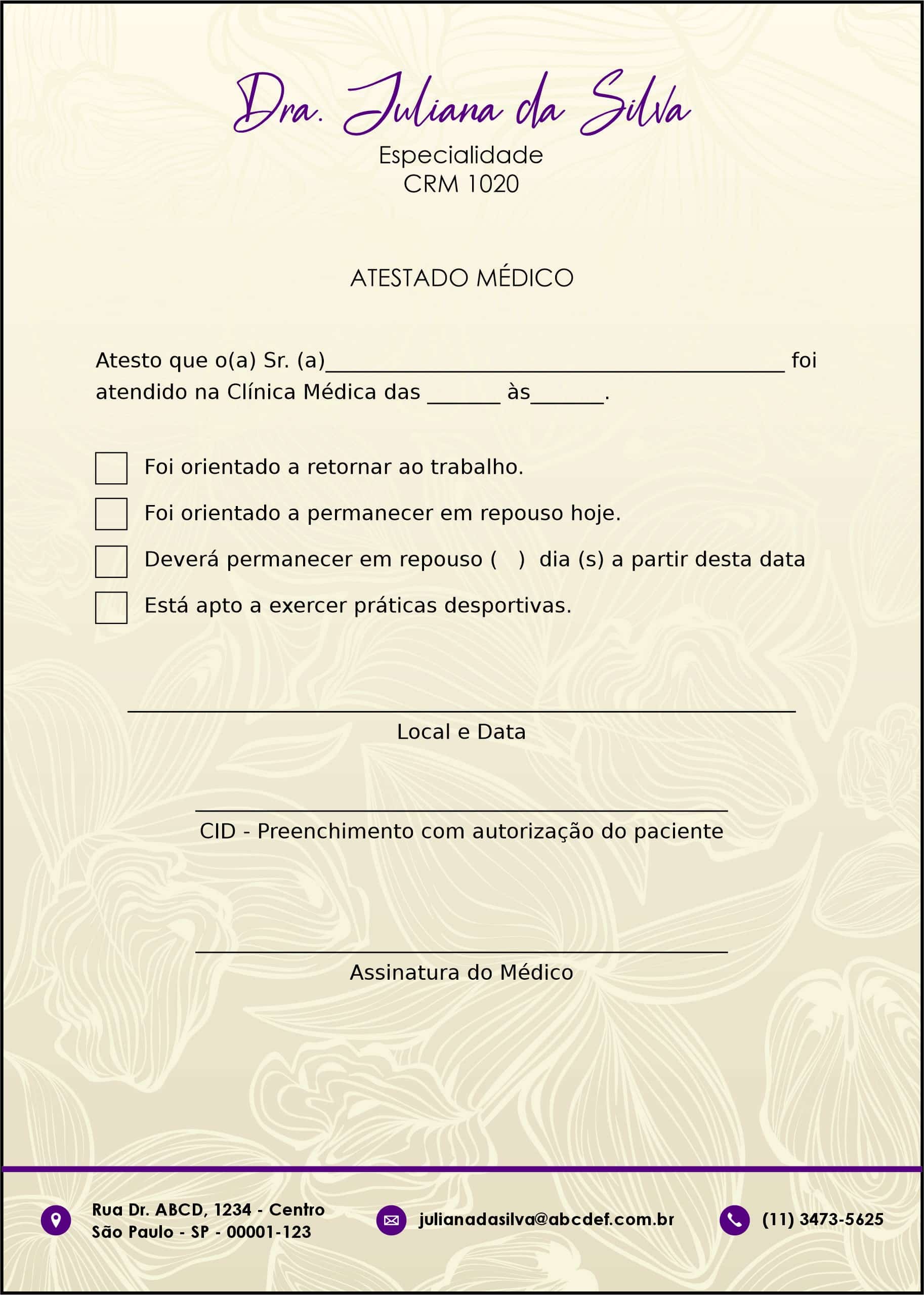 Atestado Dermatologista Oxford