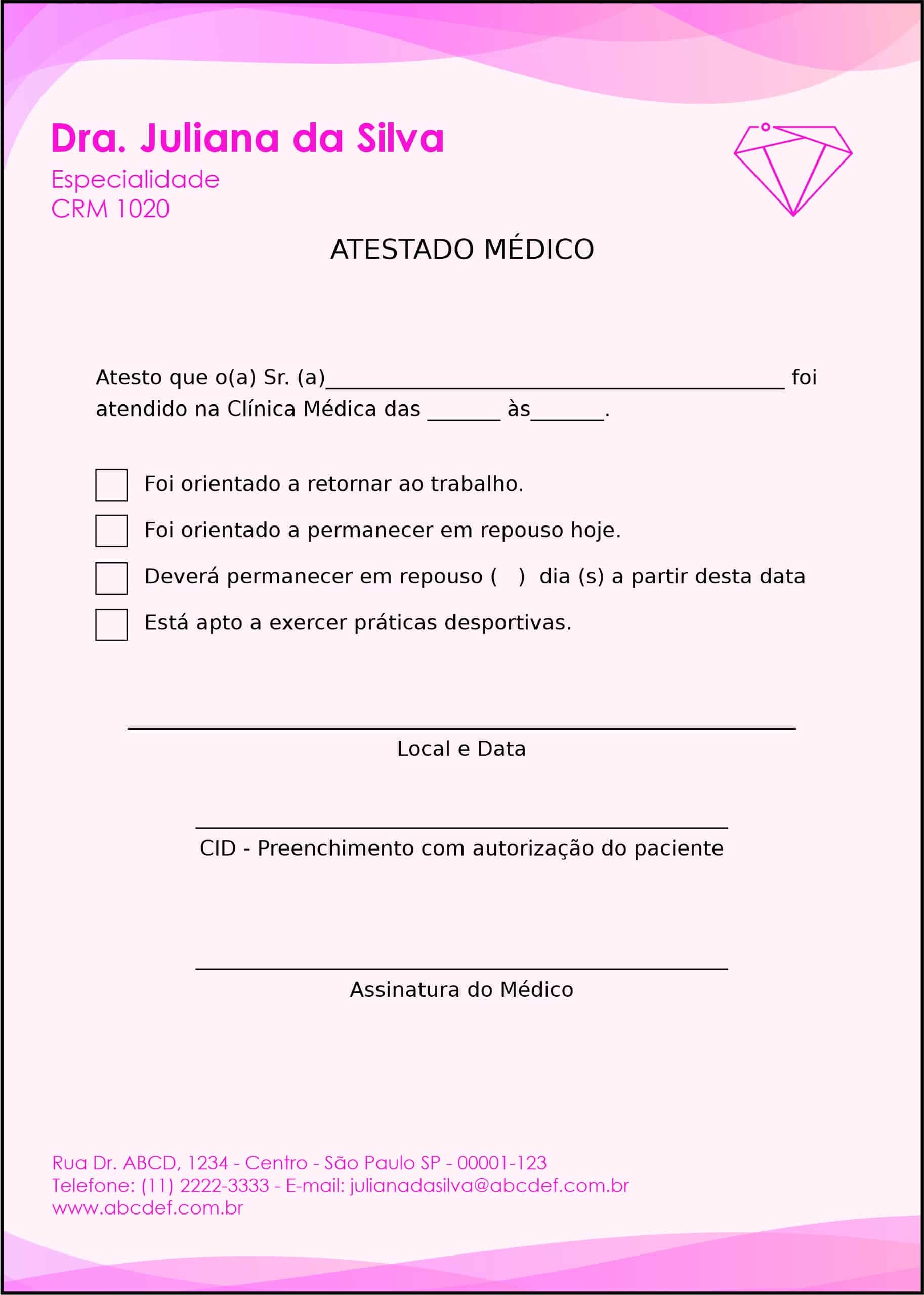 Atestado Ginecologia Miami