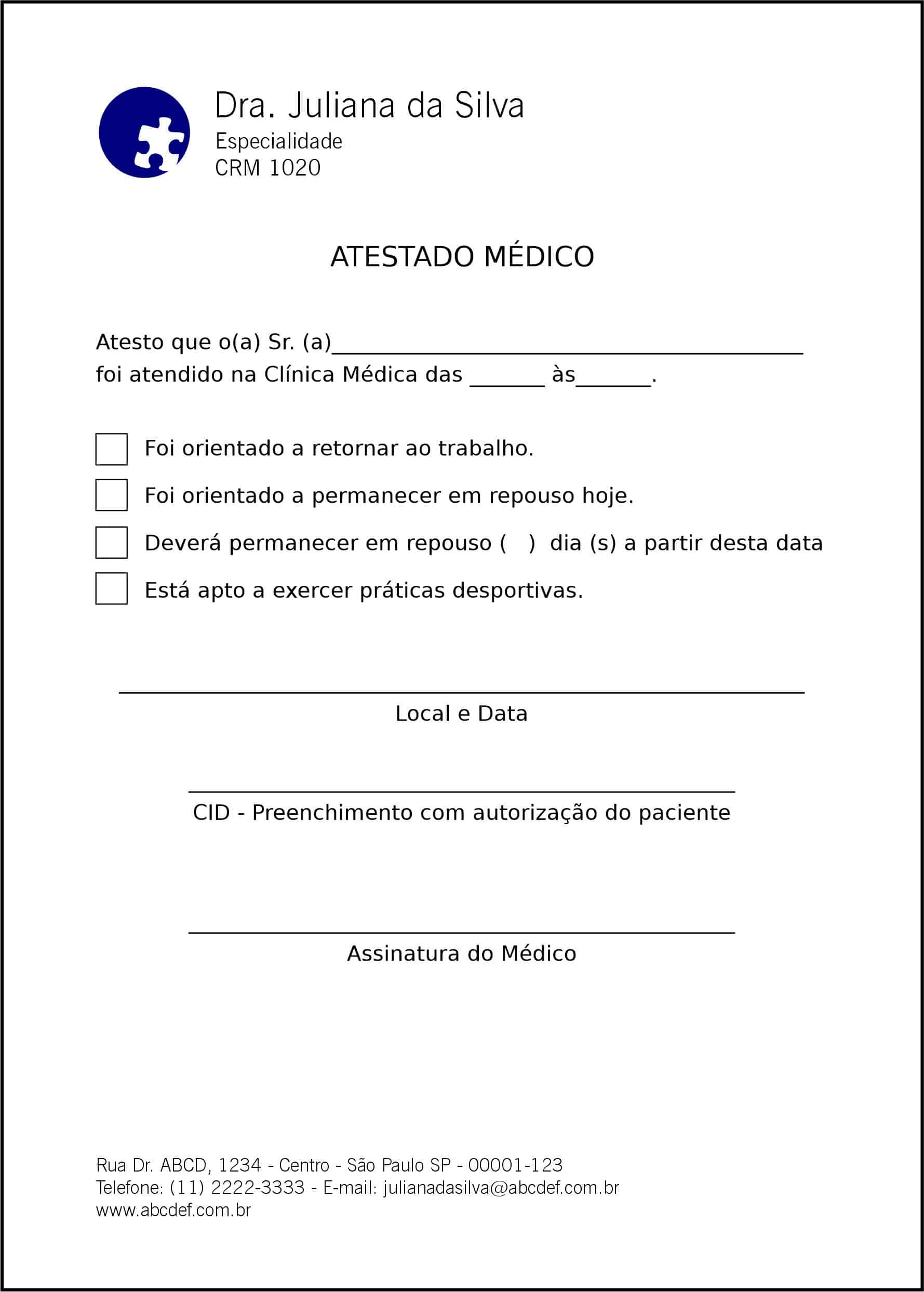 Atestado Psiquiatra e Neurologista Roma