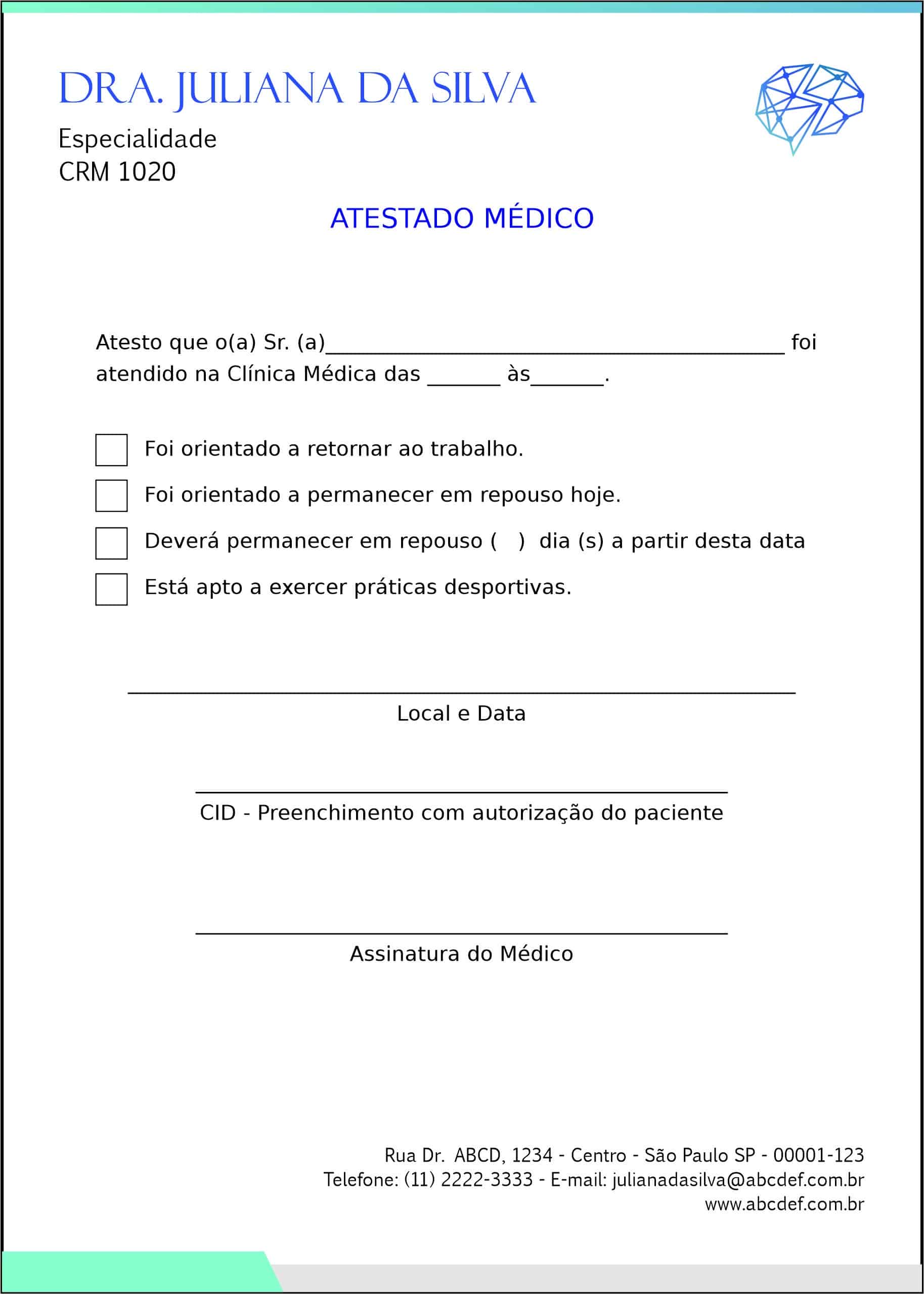 Atestado Psiquiatra e Neurologista Leeds