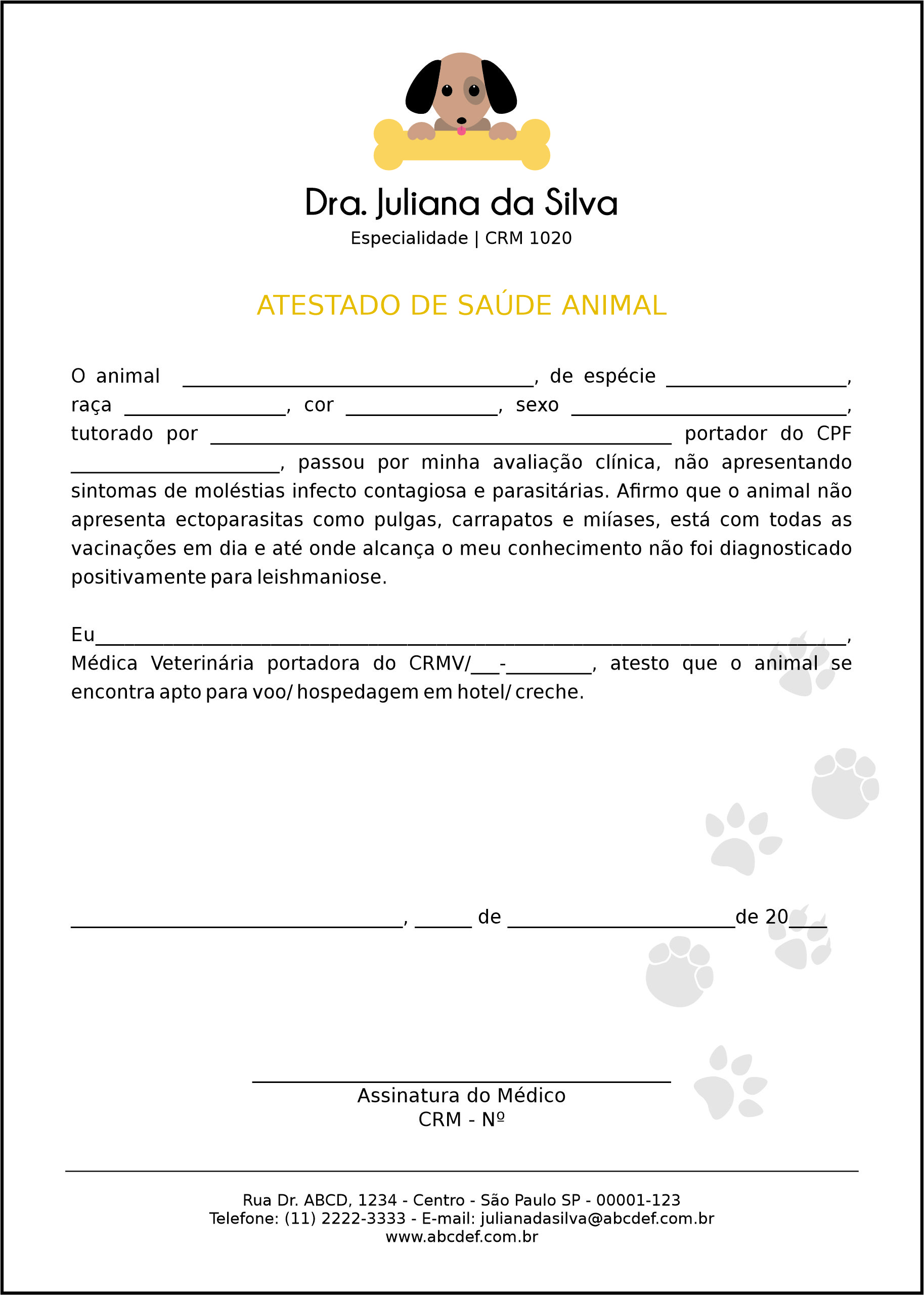 Atestado Veterinário Linz