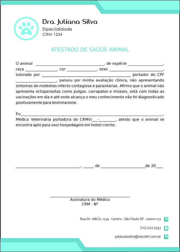Atestado Veterinário Traun Atestado Veterinário Traun