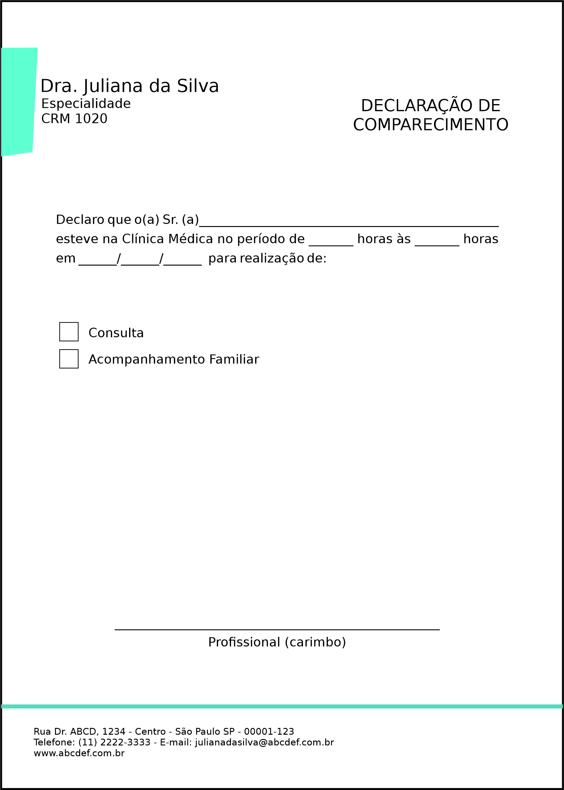 Declaração de Comparecimento Clínica Geral Esna