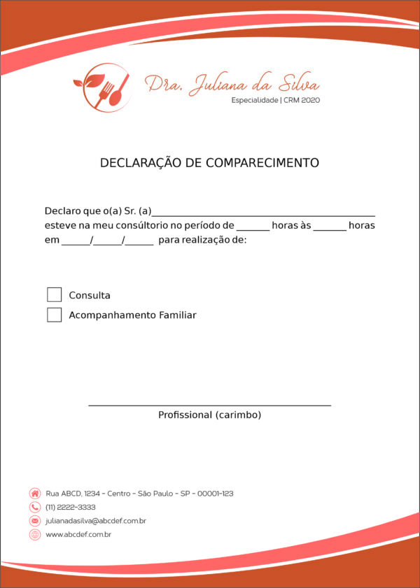Declaração de Comparecimento Nutrição San Luis Declaração de Comparecimento Nutrição San Luis