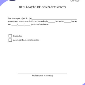 Declaração de Comparecimento Psicológico Bamberg