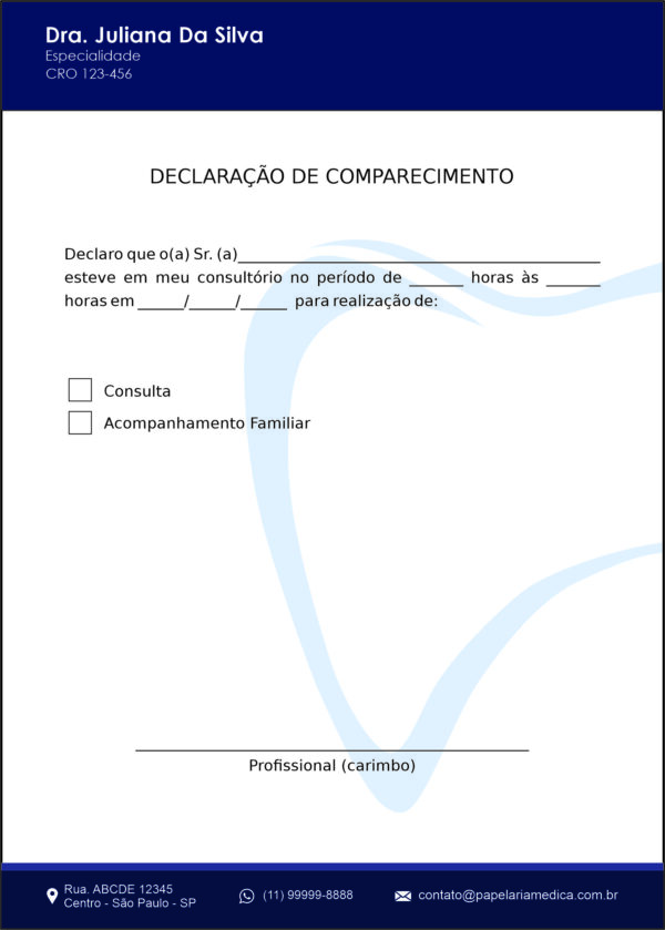 Declaração de Comparecimento Odontologia Colmar Declaração de Comparecimento Odontologia Colmar