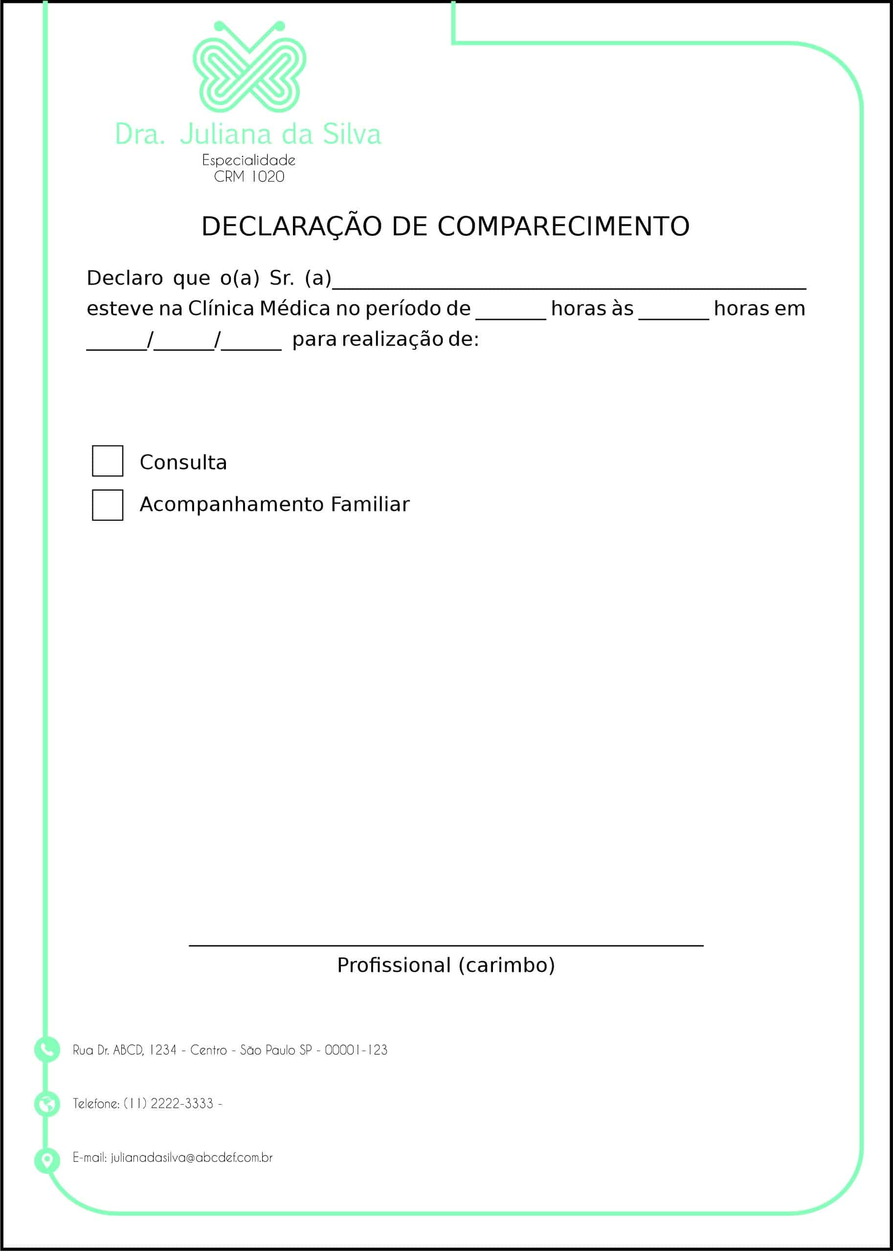 Declaração de Comparecimento Endocrinologia Vancouver